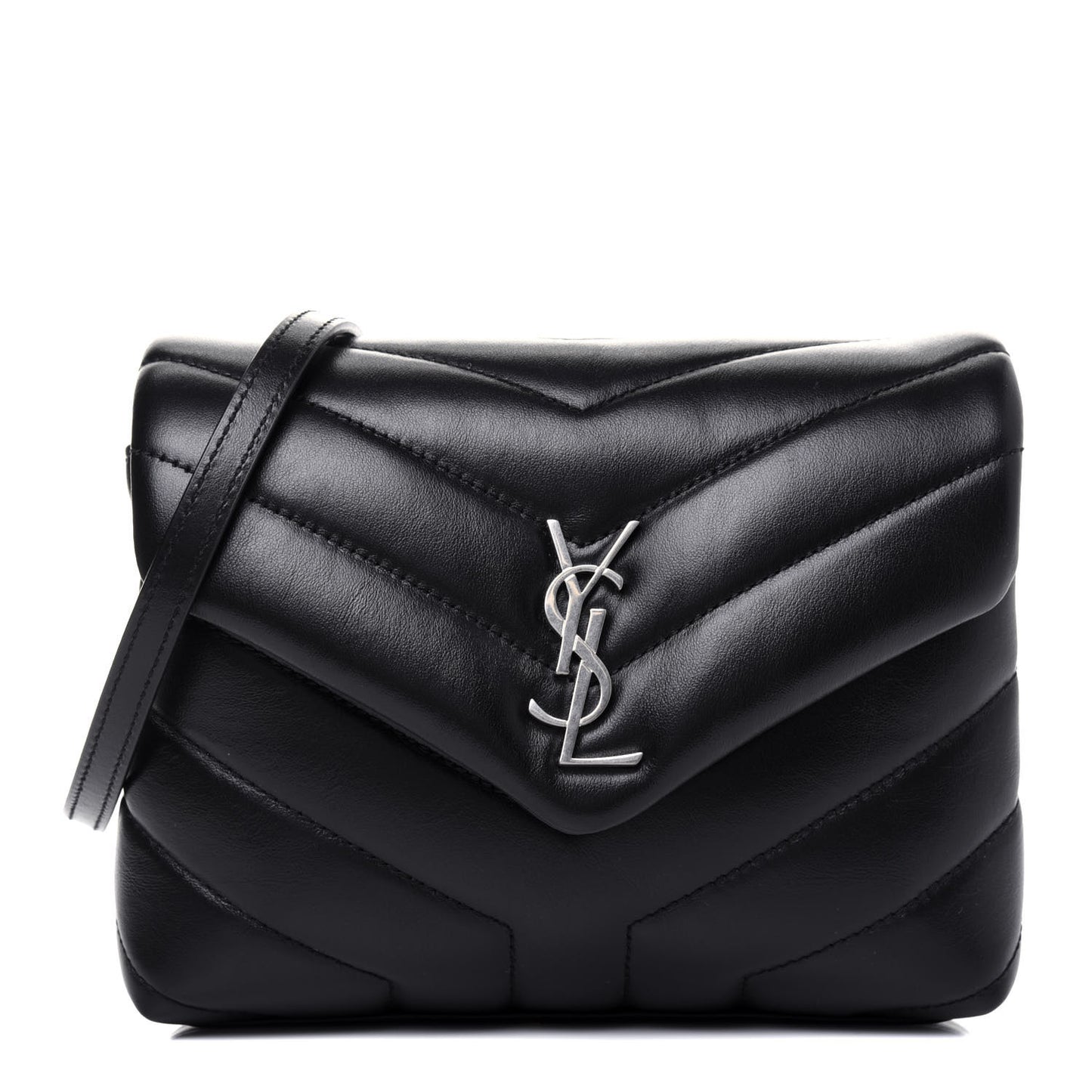 Calfskin Y Quilted Monogram Toy Loulou Crossbody Bag Black