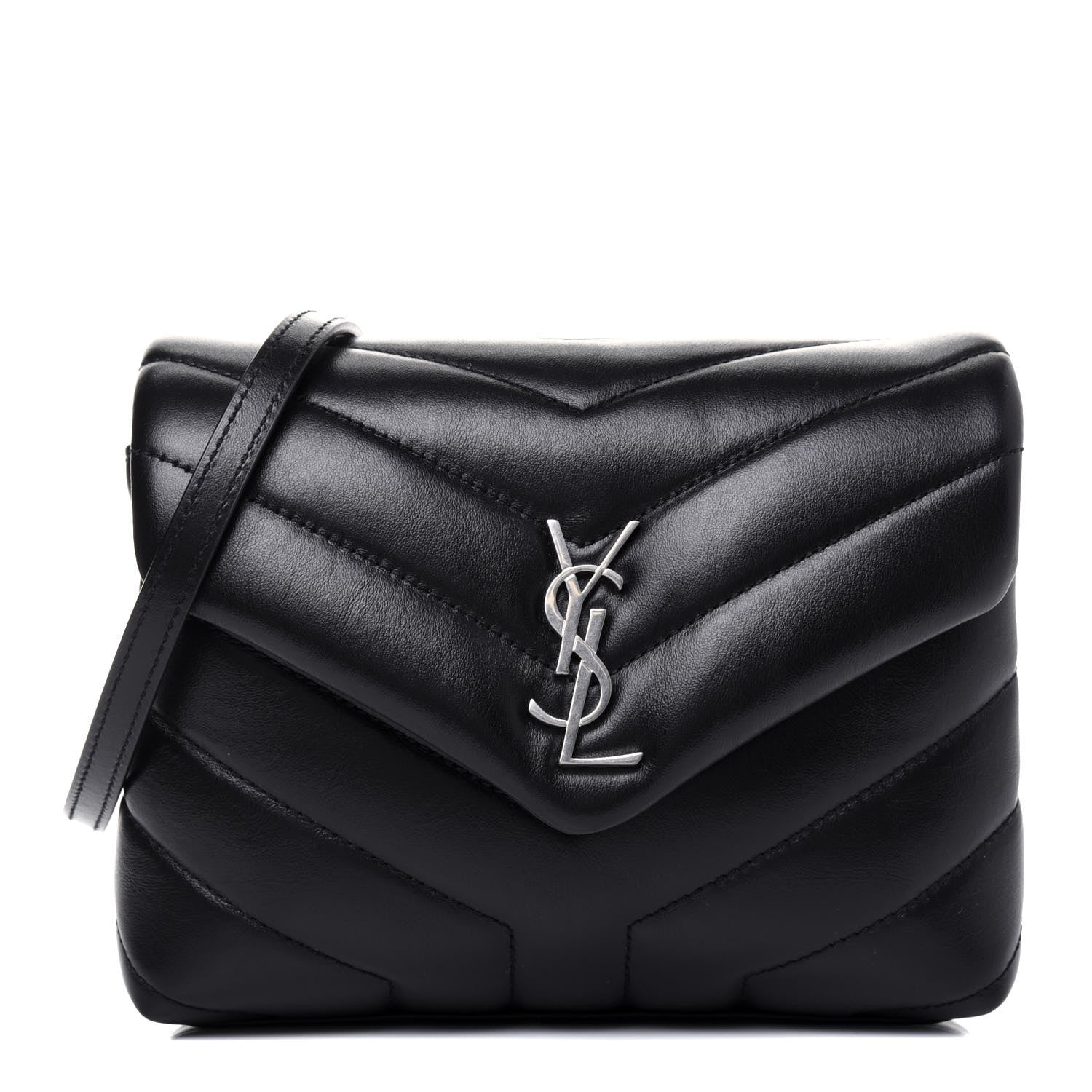Saint Laurent Calfskin Y Quilted Monogram Toy Loulou Crossbody Bag Black 1 of 16