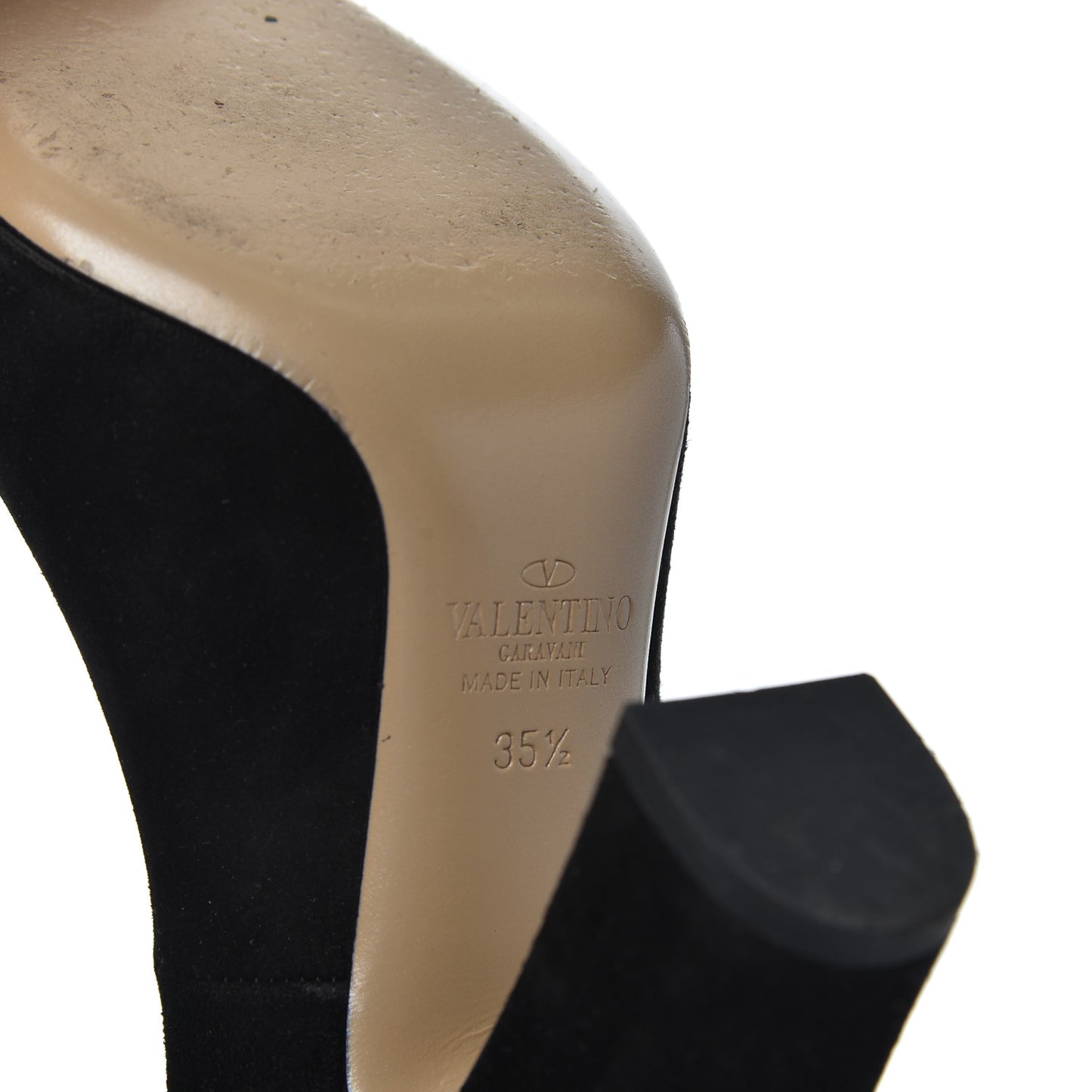 Suede Tan-Go Mary Jane Ankle Strap 100mm Pumps 35.5 Black