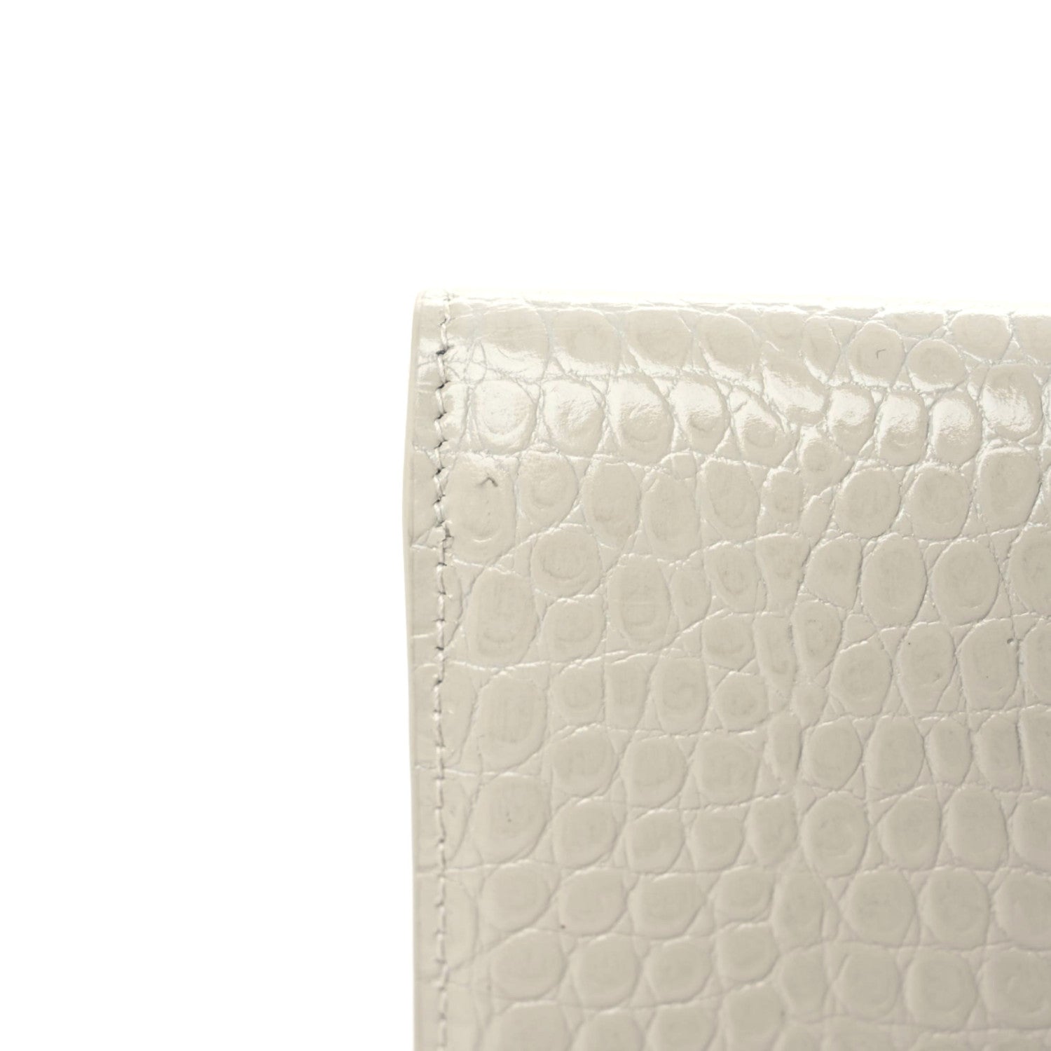 Saint Laurent Calfskin Crocodile Embossed Uptown Monogram Pouch Crema Soft 7 of 9