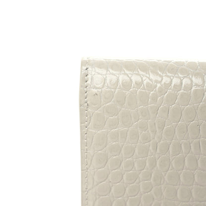 Saint Laurent Calfskin Crocodile Embossed Uptown Monogram Pouch Crema Soft 7 of 9