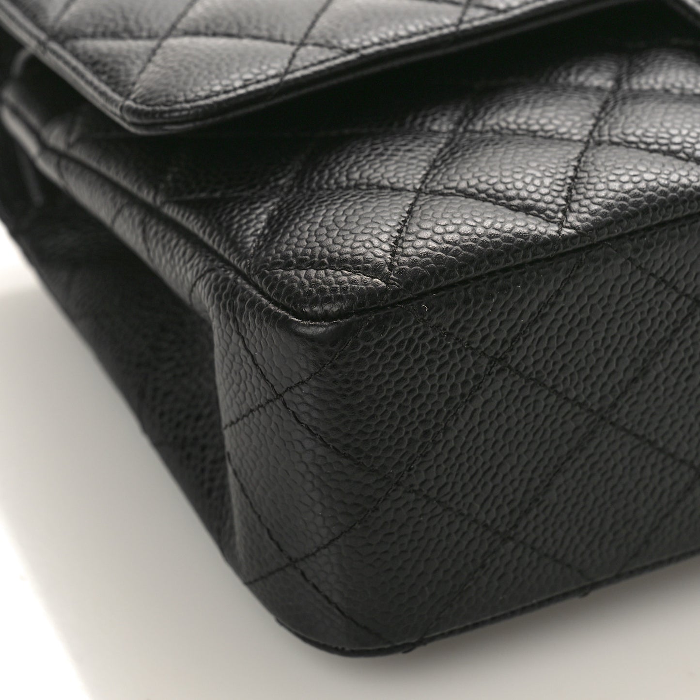 Caviar Quilted Medium Double Flap Black