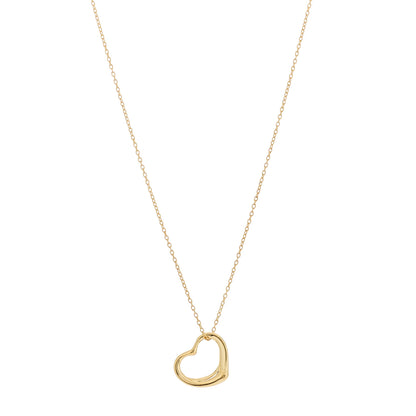Tiffany 18K Yellow Gold 14mm Elsa Peretti Open Heart Pendant Necklace 1 of 6