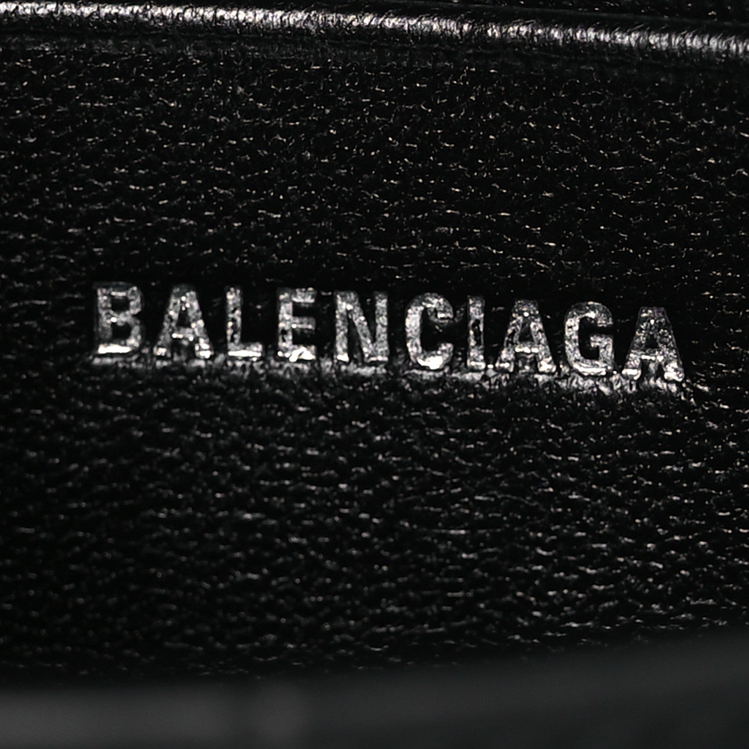 Balenciaga Shiny Calfskin Monochrome Crocodile Embossed Hourglass Top Handle Bag Mini with Chain Black 6 of 12