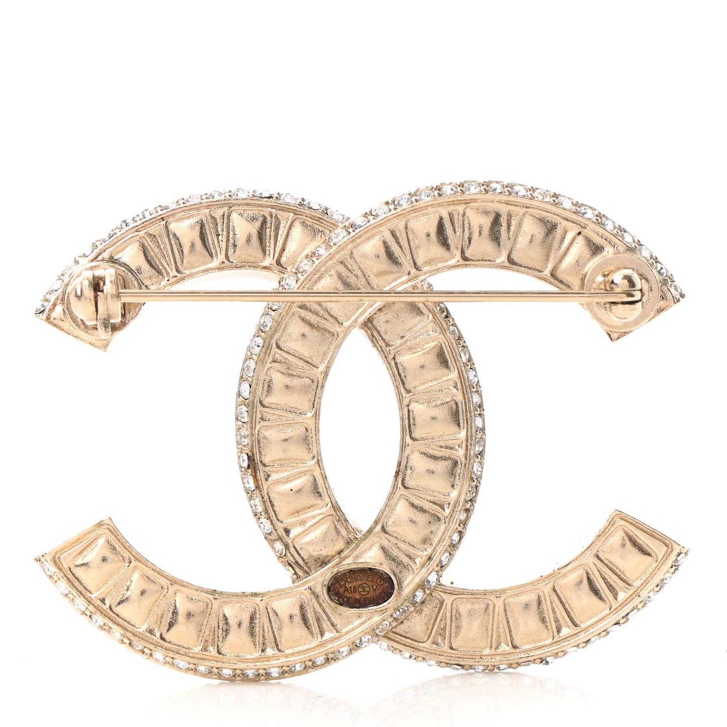 Baguette Crystal CC Brooch Gold