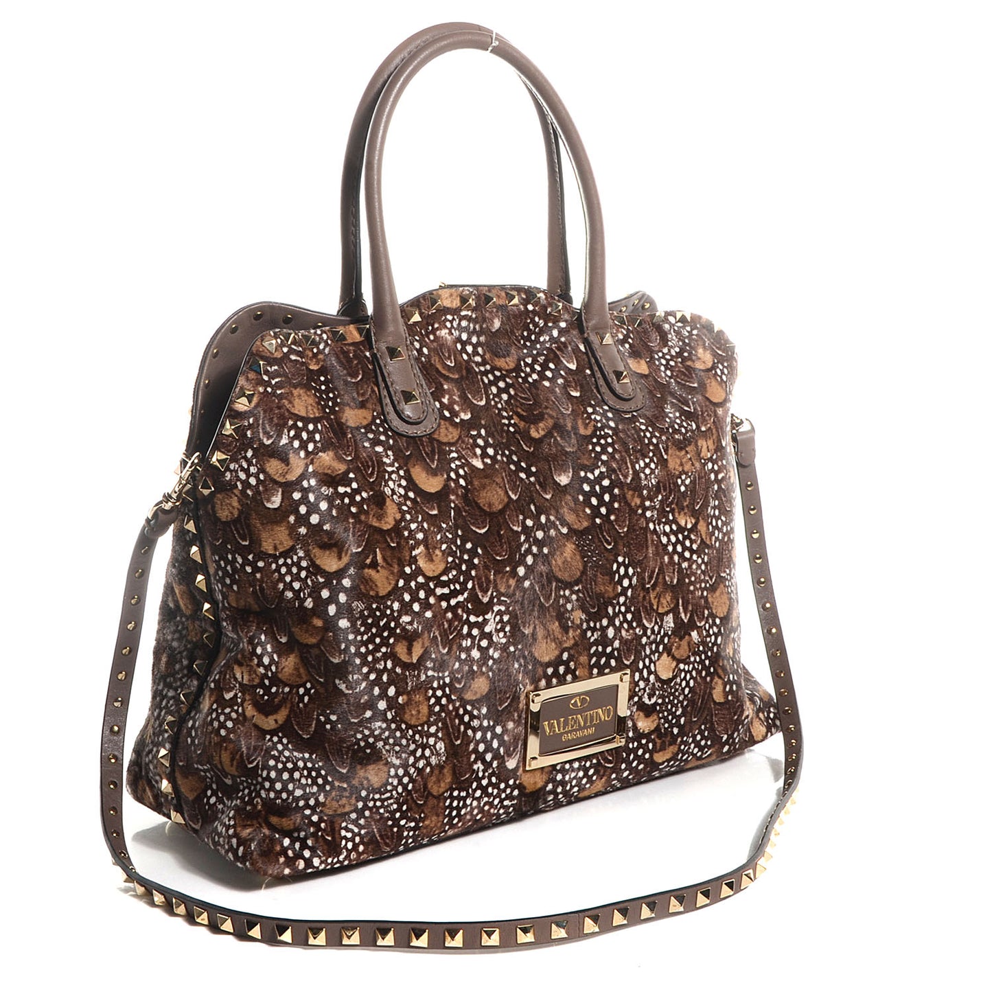 Calf Hair Feather Rockstud Dome Satchel