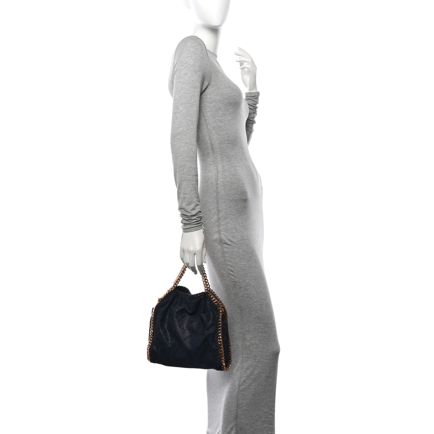 Shaggy Deer Mini Falabella Fold Over Tote Navy