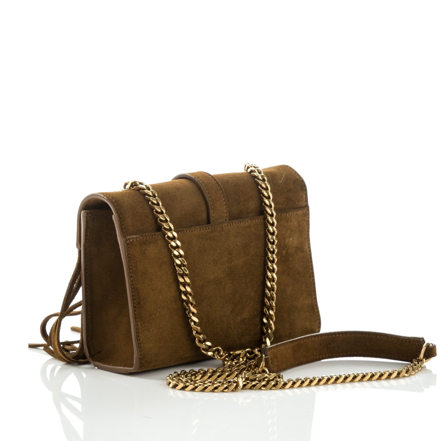 Suede Fringe Small Monogram Satchel Light Ocre