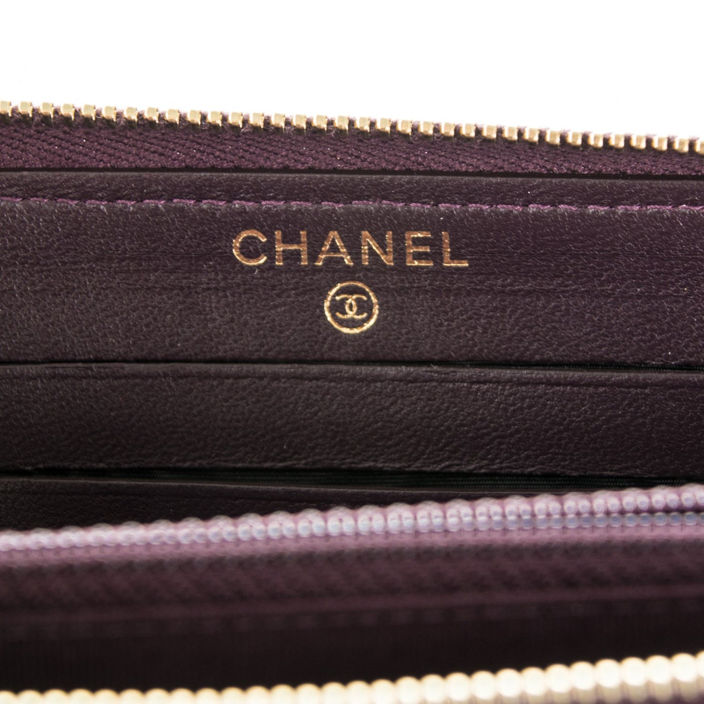 Lambskin Quilted Small Zip Around Wallet Purple