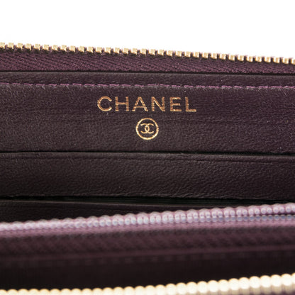 Chanel Lambskin Quilted Small Zip Around Wallet Purple 6 of 8