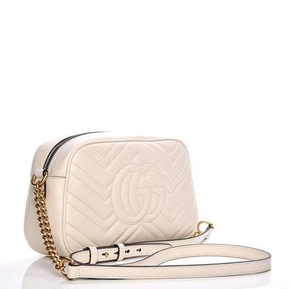 Gucci Calfskin Matelasse Small GG Marmont Chain Shoulder Bag White 3 of 7