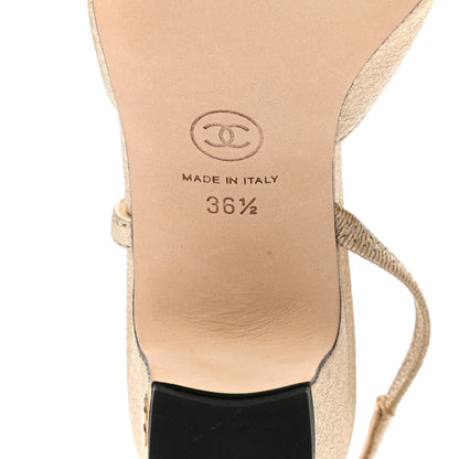 Chanel Metallic Lambskin Grosgrain Cap Toe CC Slingback Pumps 36.5 Gold Black 6 of 11