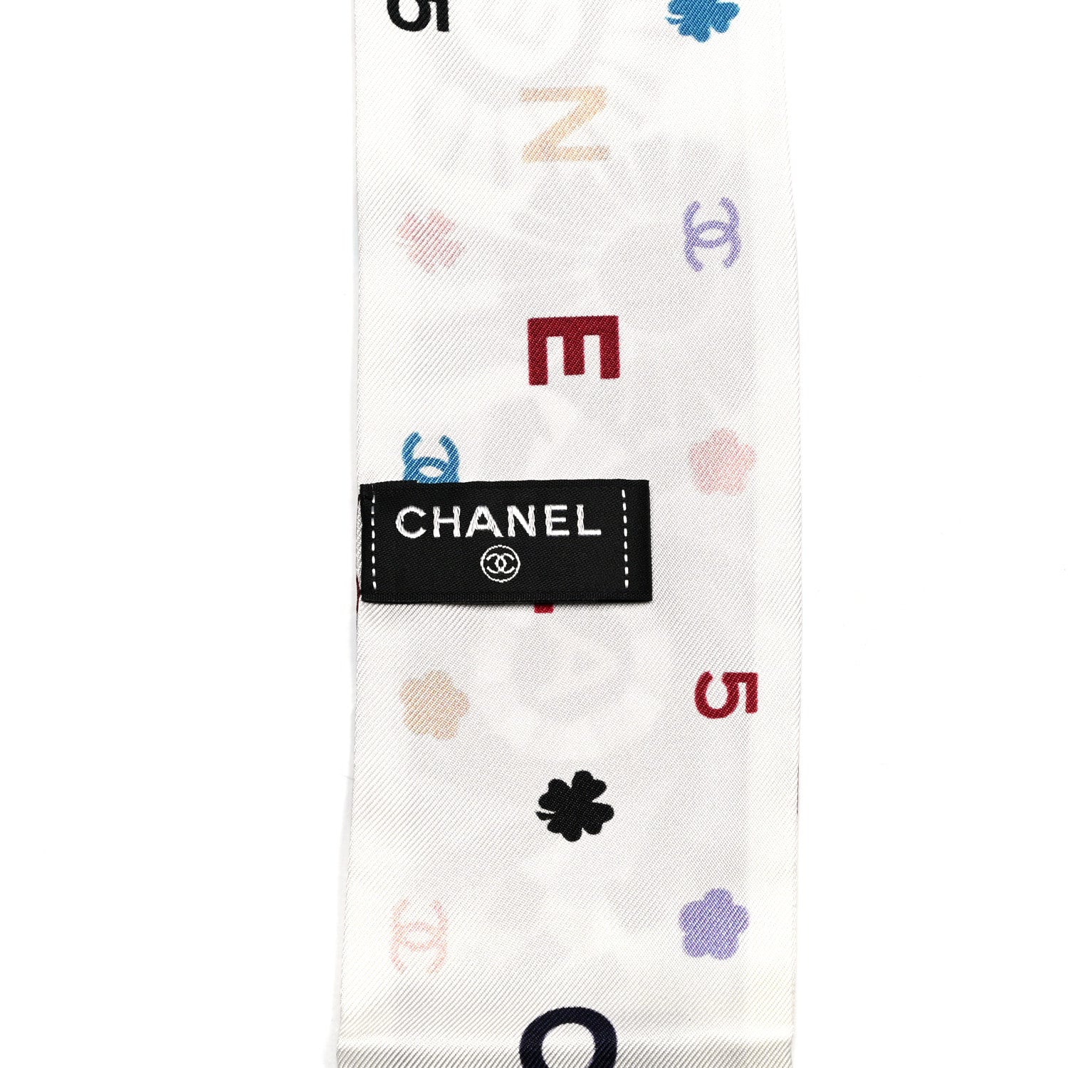 Chanel Silk CC Slim Bandeau Scarf White Multicolor 3 of 3