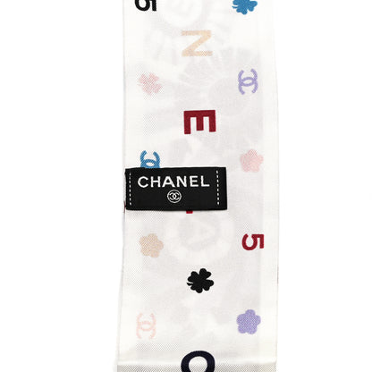 Chanel Silk CC Slim Bandeau Scarf White Multicolor 3 of 3