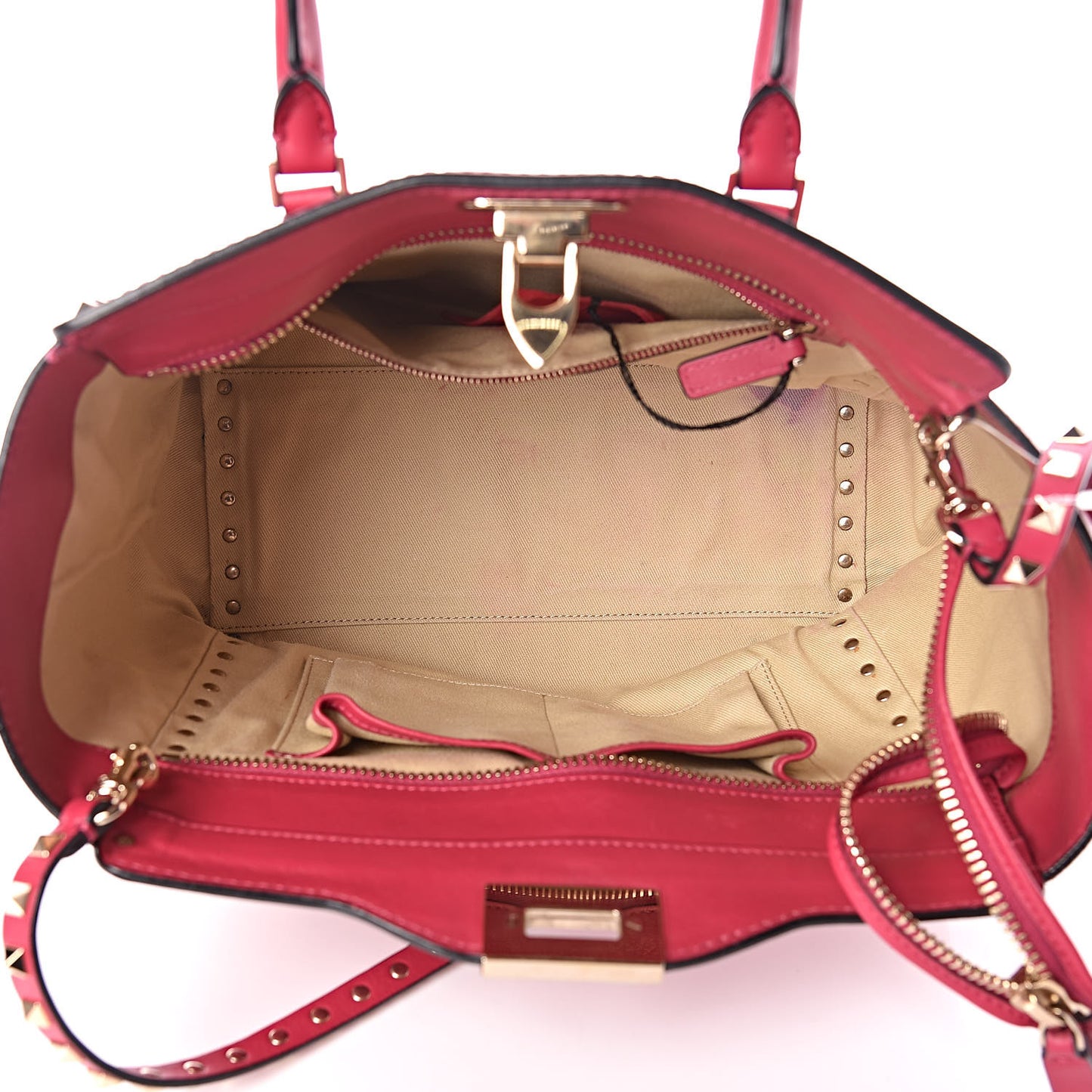 Vitello Rockstud Double Handle Tote Cyclamin