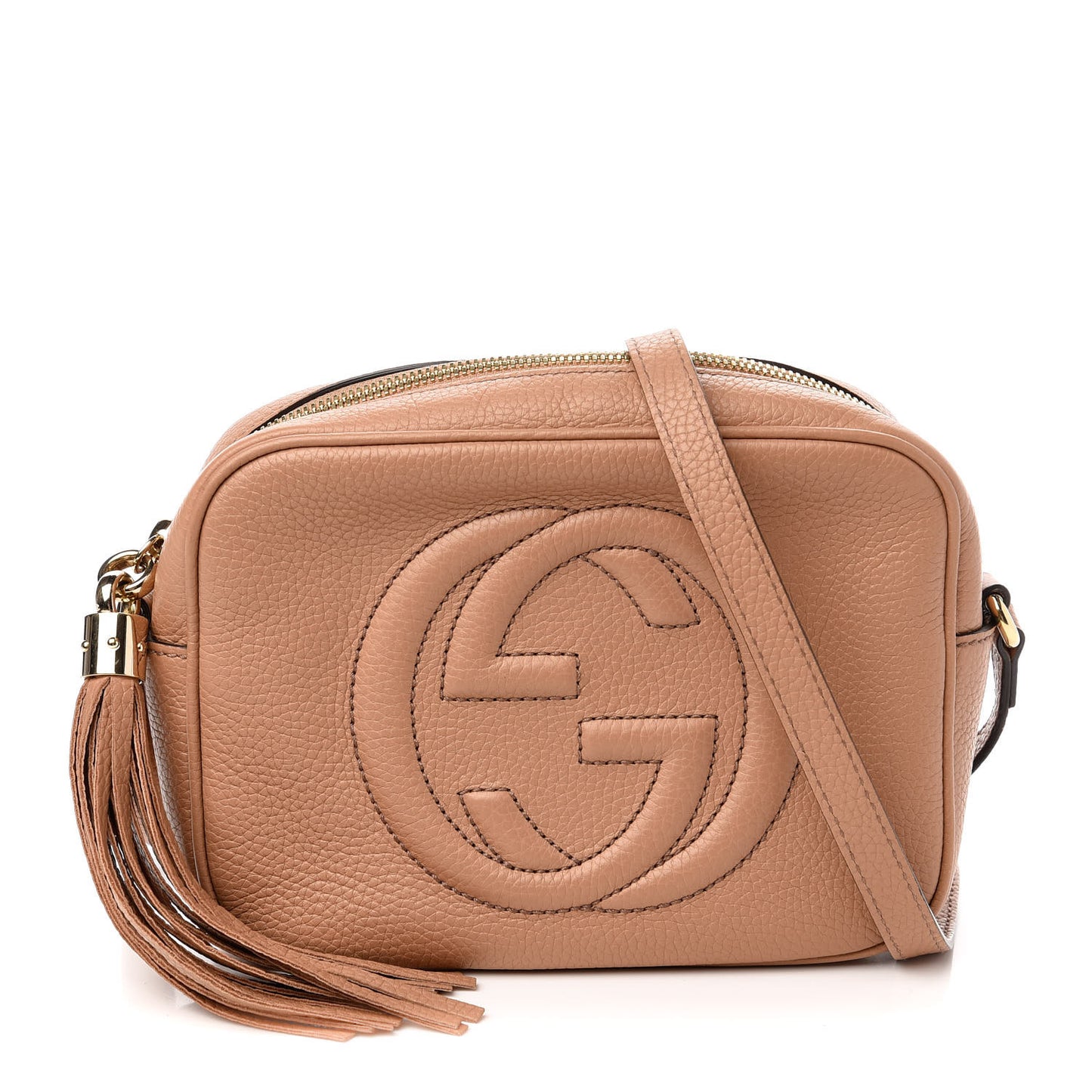 Pebbled Calfskin Small Soho Disco Bag Camelia
