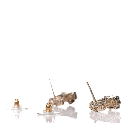 Chanel Crystal Textured CC Earrings Gold 4 of 4