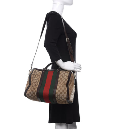 Gucci Monogram Vintage Web Medium Boston Dark Brown 2 of 11