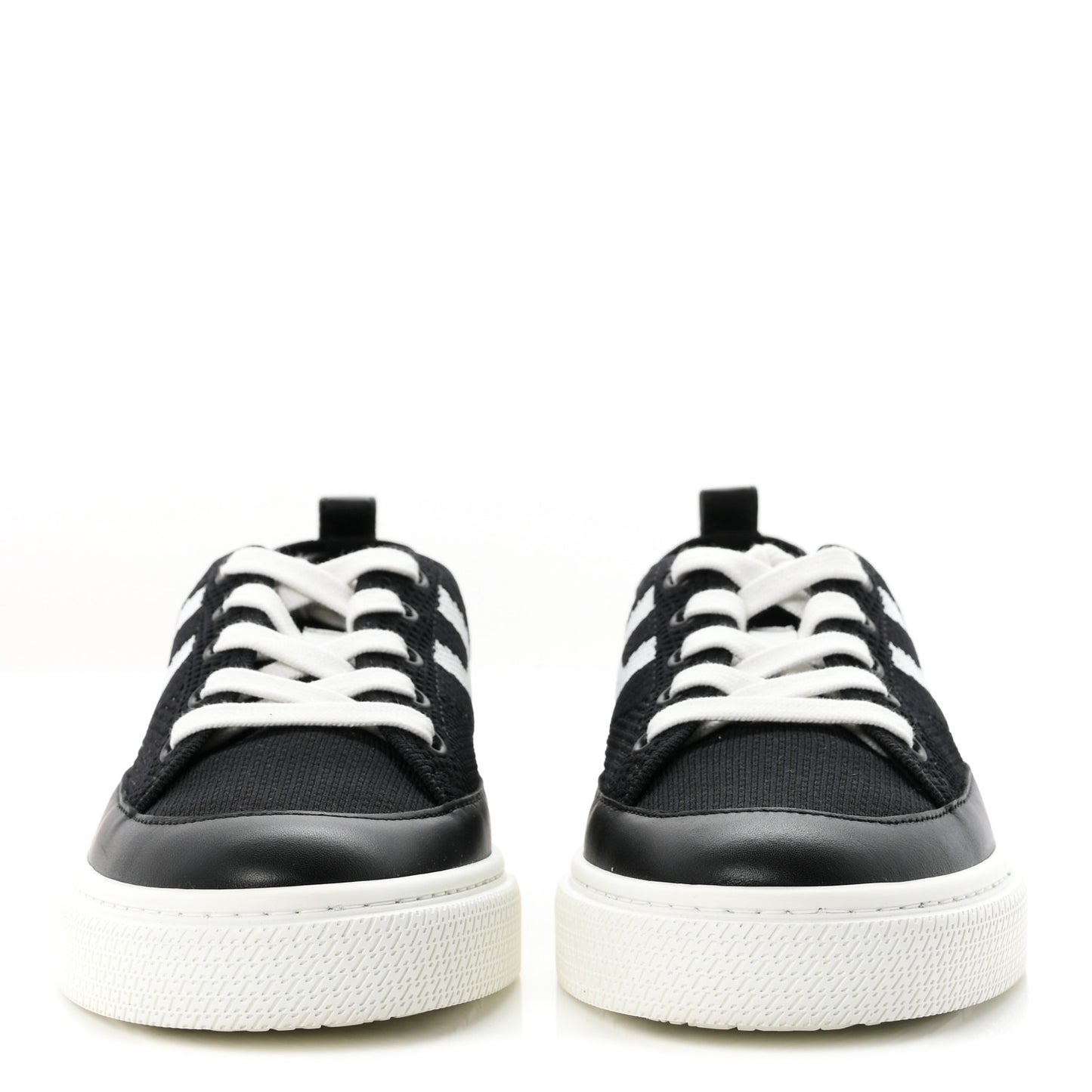 Knit Fabric Calfskin Deep Sneakers 36.5 Black White