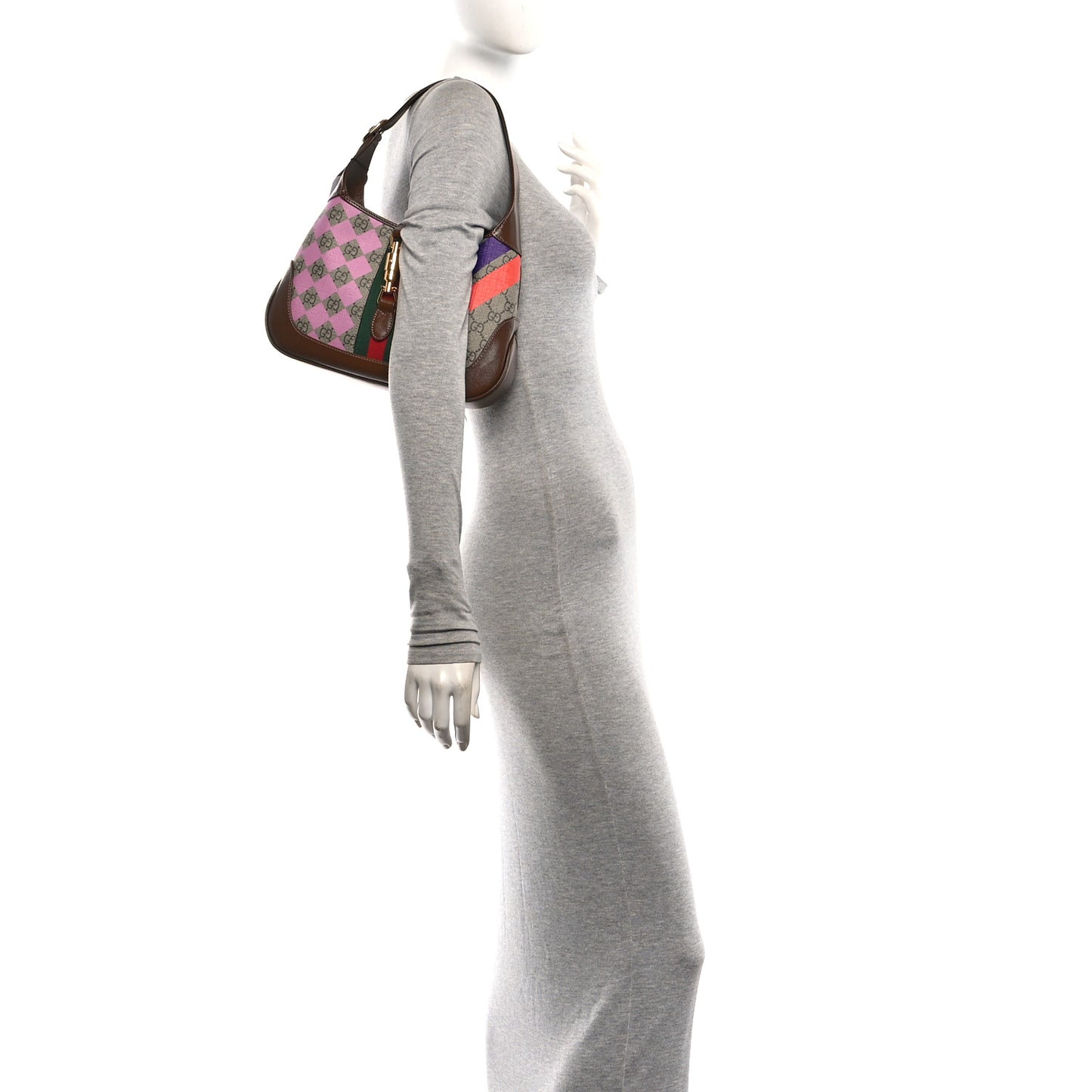 GG Supreme Monogram Azalea Calfskin Print Web Small Jackie 1961 Hobo Multicolor