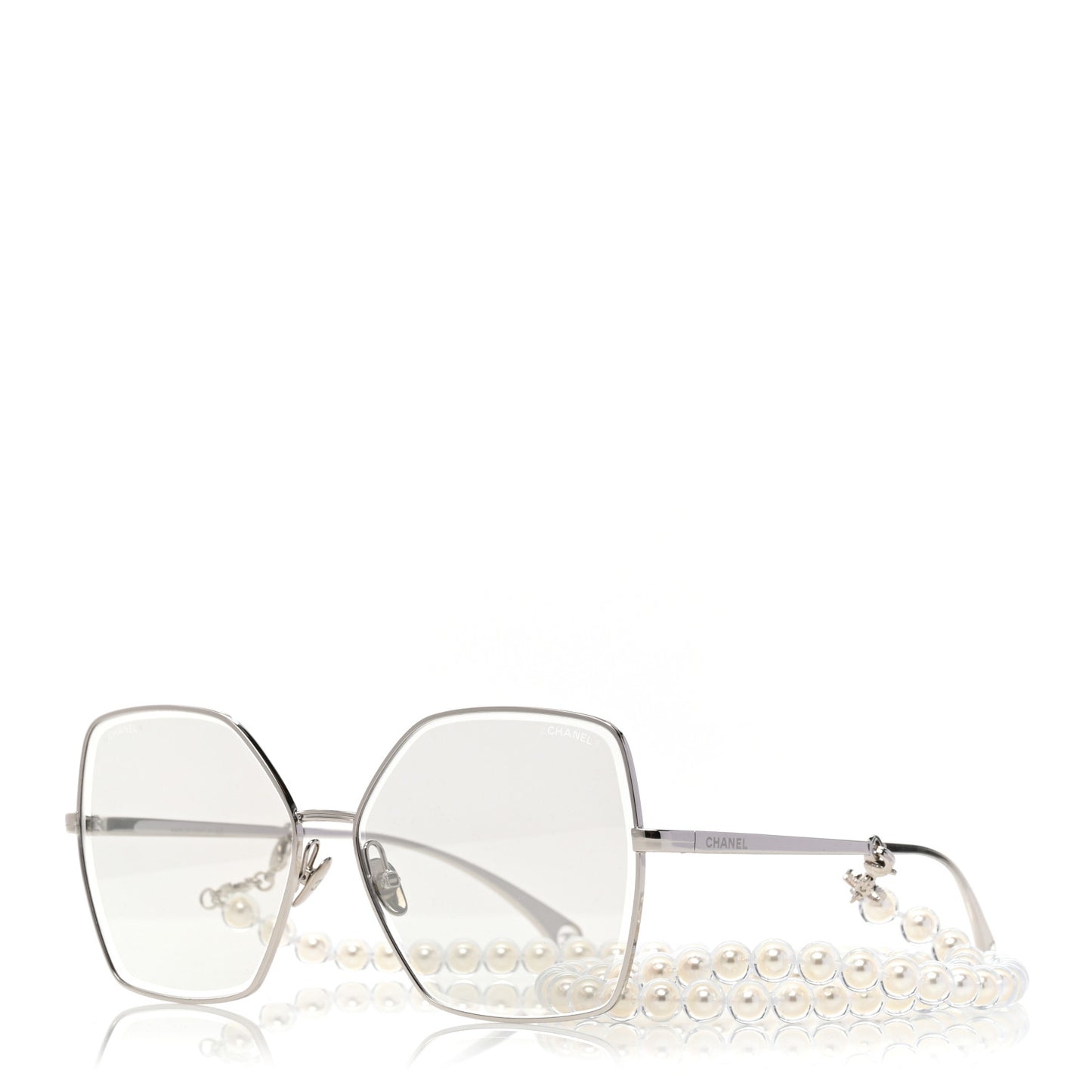 Butterfly Removable Pearl Chain Sunglasses 4262 Silver