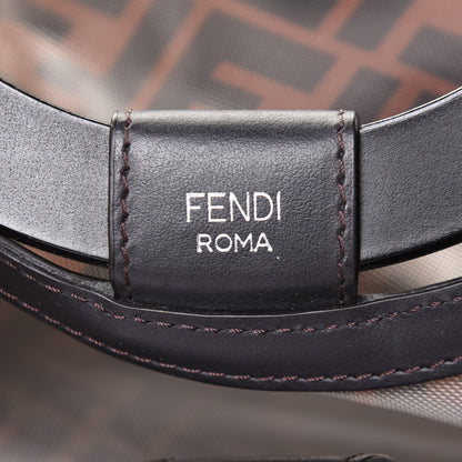 Fendi Mesh Vitello Century Cuoio FF 1974 Small Runaway Shopper Tote Marrone Black Ebano 6 of 14