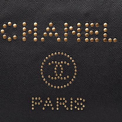 Chanel Caviar Studded Medium Deauville Pouch Black 8 of 11
