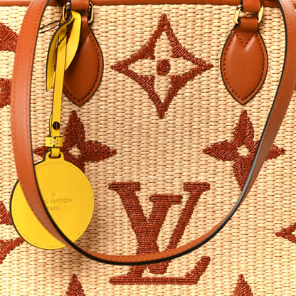 Louis Vuitton Raffia Calfskin Monogram Giant Onthego GM Tan 8 of 11