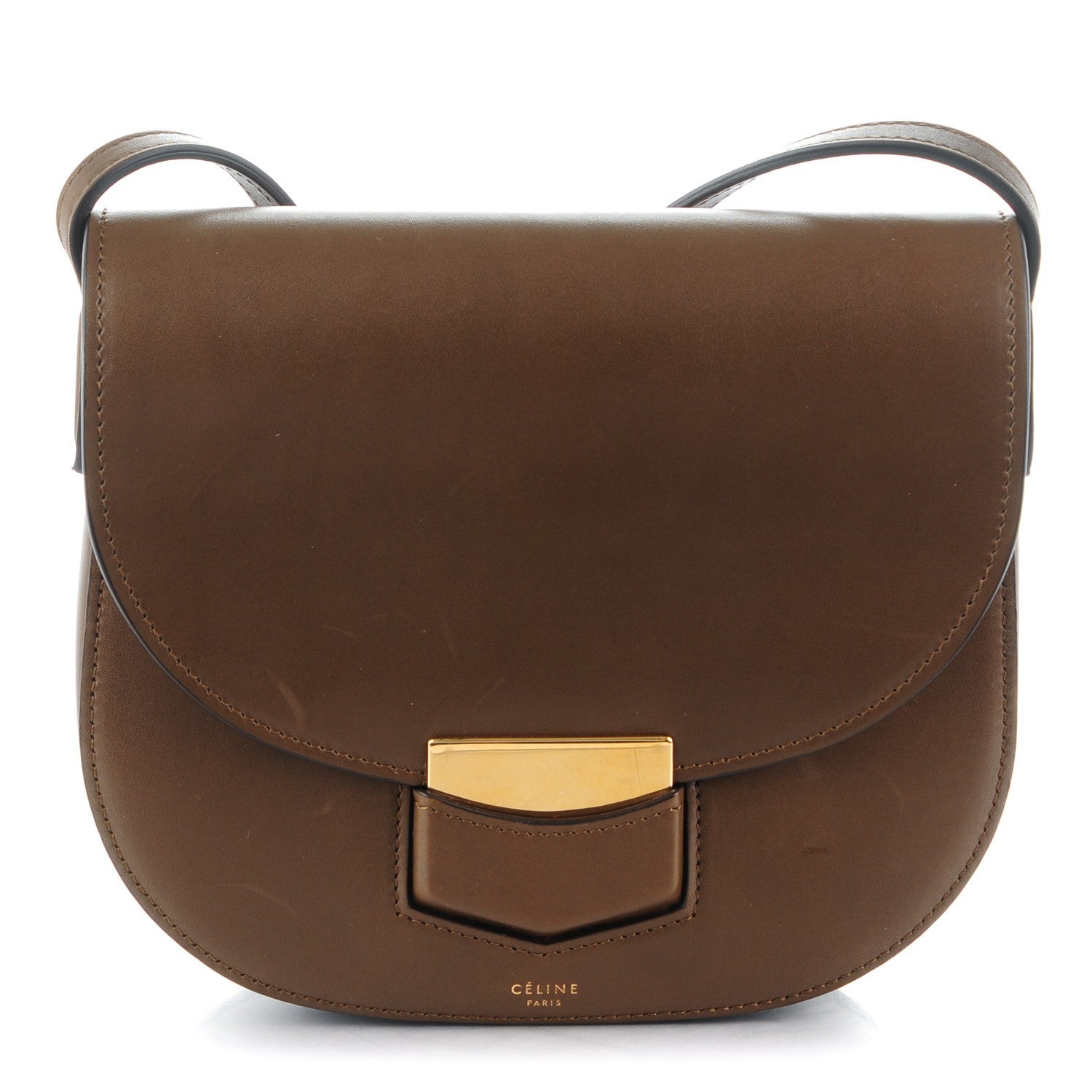 Celine Natural Calfskin Small Trotteur Chestnut 1 of 7