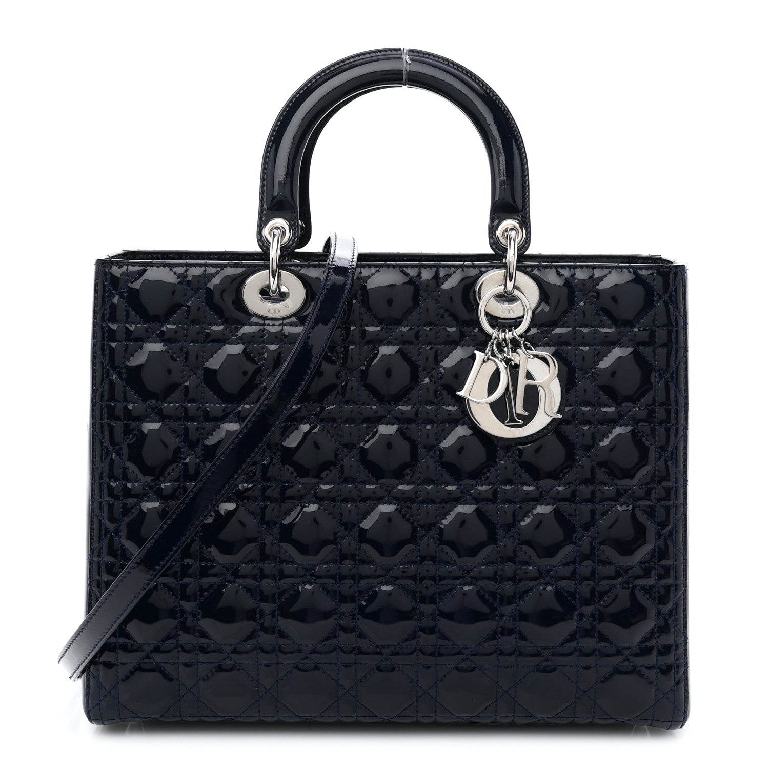 Christian Dior Patent Cannage Large Lady Dior Navy Blue 1 of 10