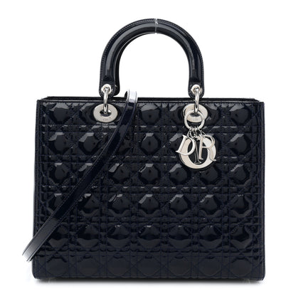 Christian Dior Patent Cannage Large Lady Dior Navy Blue 1 of 10