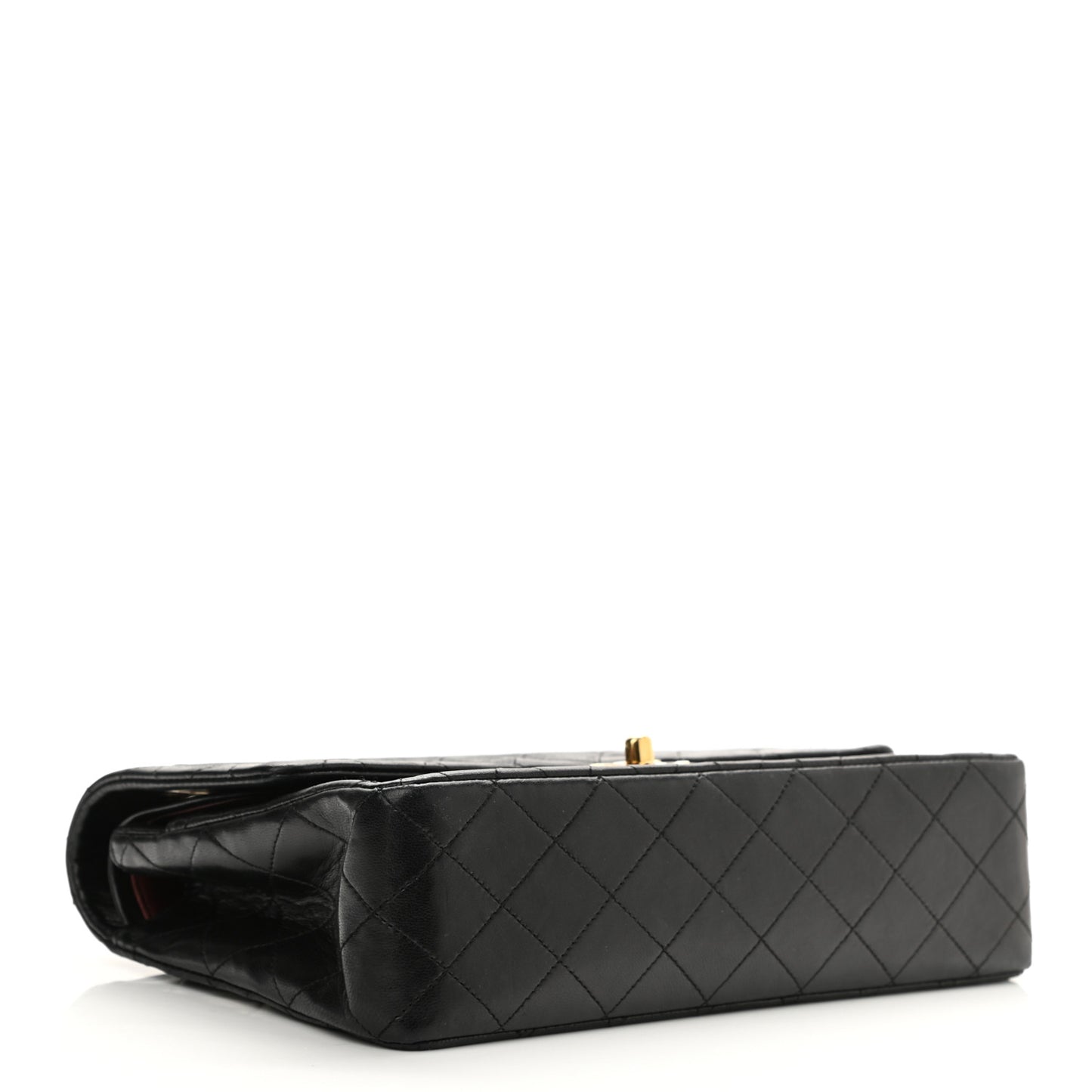 Lambskin Quilted Medium Double Flap Black