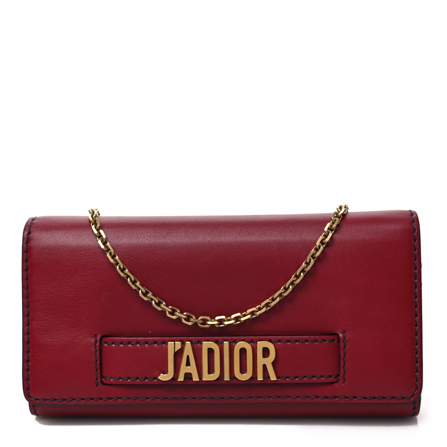Christian Dior Grained Lambskin J'adior Croisiere Chain Wallet Red 1 of 6