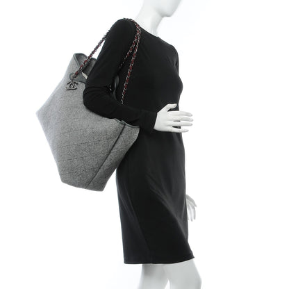 Chanel Wool Quilted Large Shopping Tote Grey 3 of 8