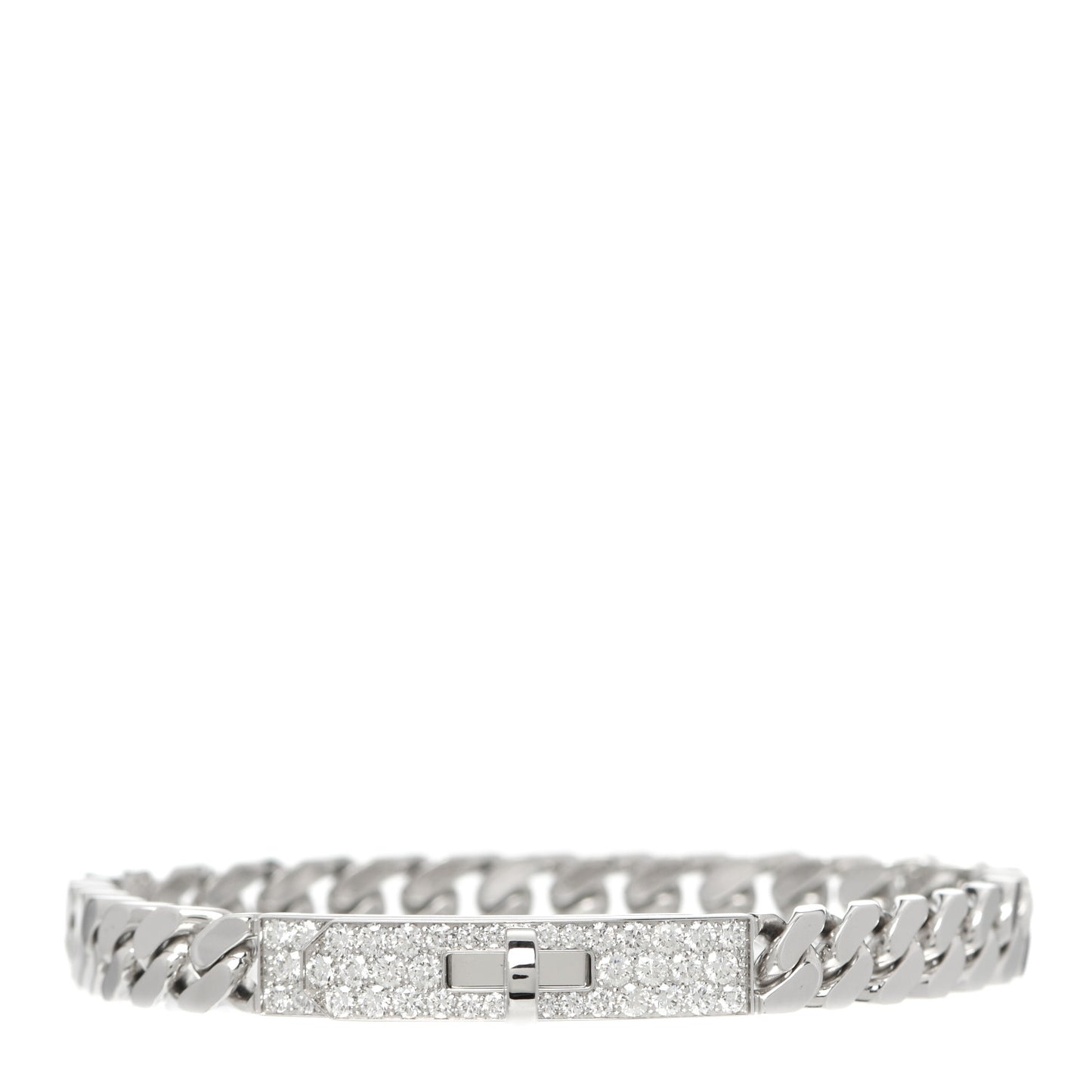 18K White Gold Diamond TPM Kelly Gourmette Bracelet ST