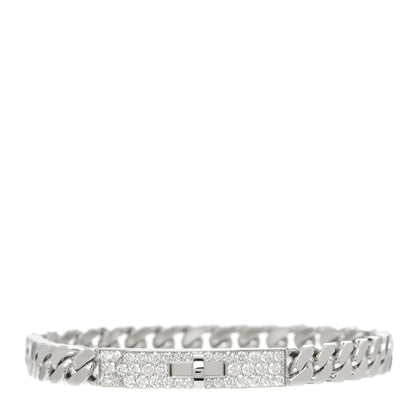 Hermes 18K White Gold Diamond TPM Kelly Gourmette Bracelet ST 1 of 5