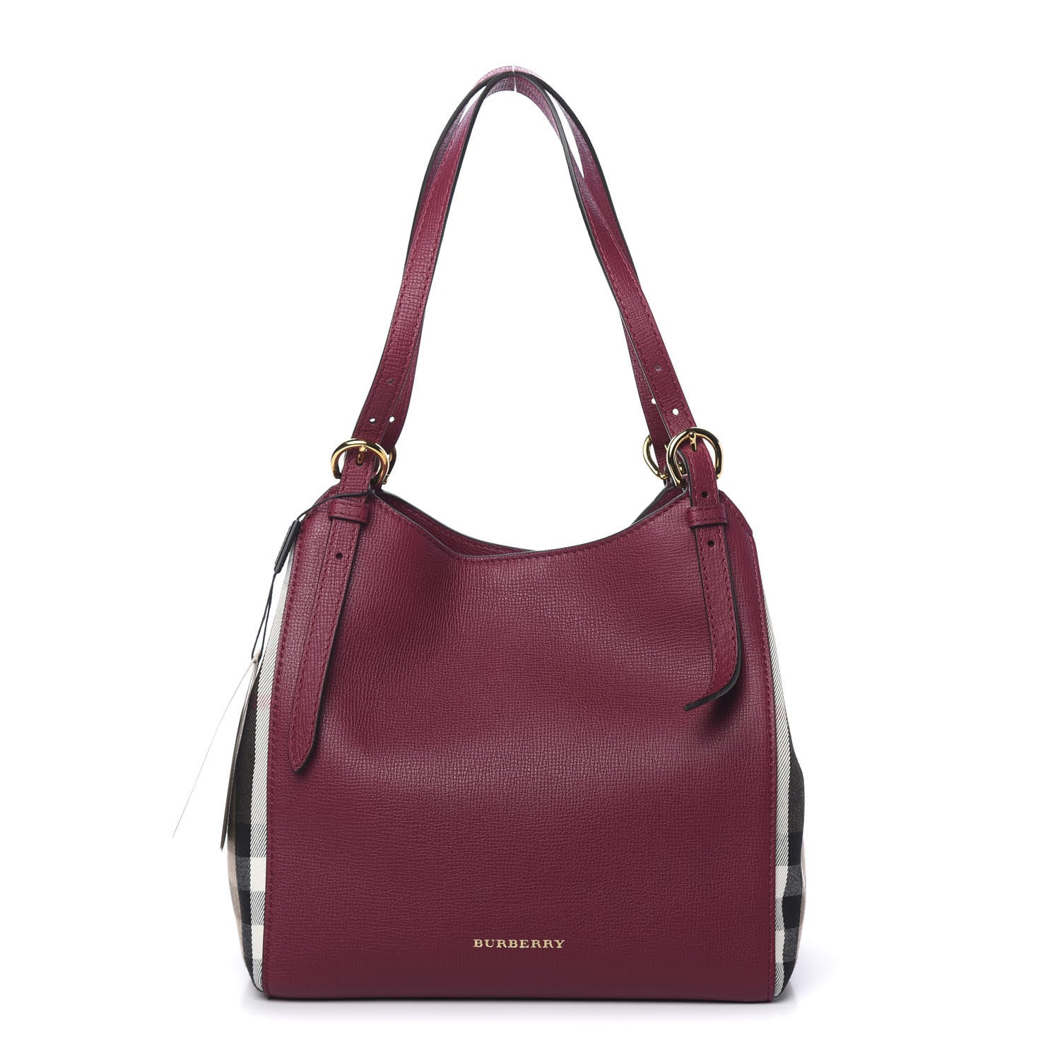 Burberry Grainy Calfskin House Check Small Canterbury Tote Berry Pink 2 of 12