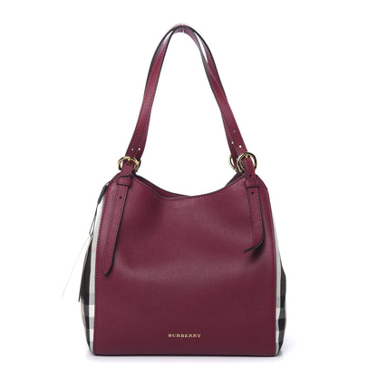 Burberry Grainy Calfskin House Check Small Canterbury Tote Berry Pink 2 of 12