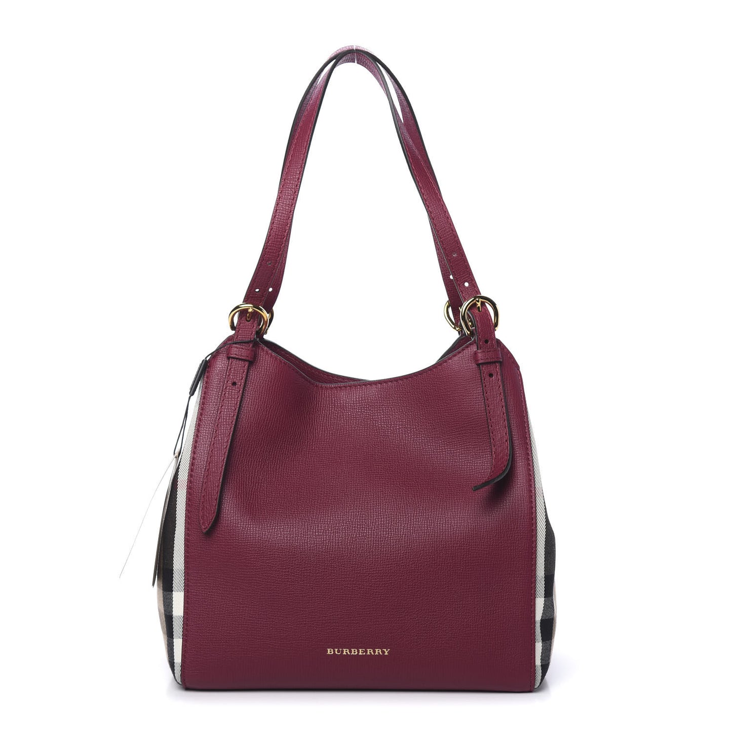 Grainy Calfskin House Check Small Canterbury Tote Berry Pink