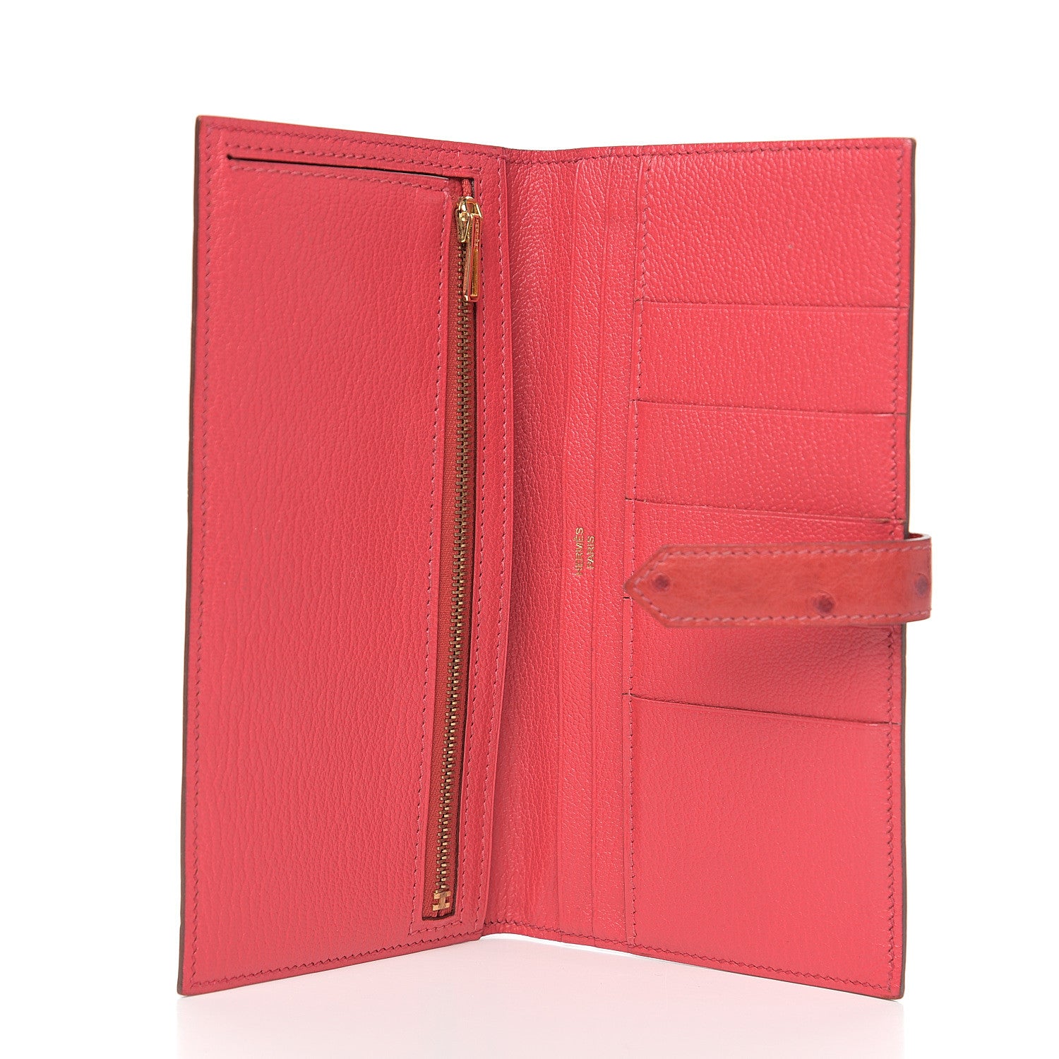 Hermes Ostrich Bearn Wallet Bougainvillea 4 of 7