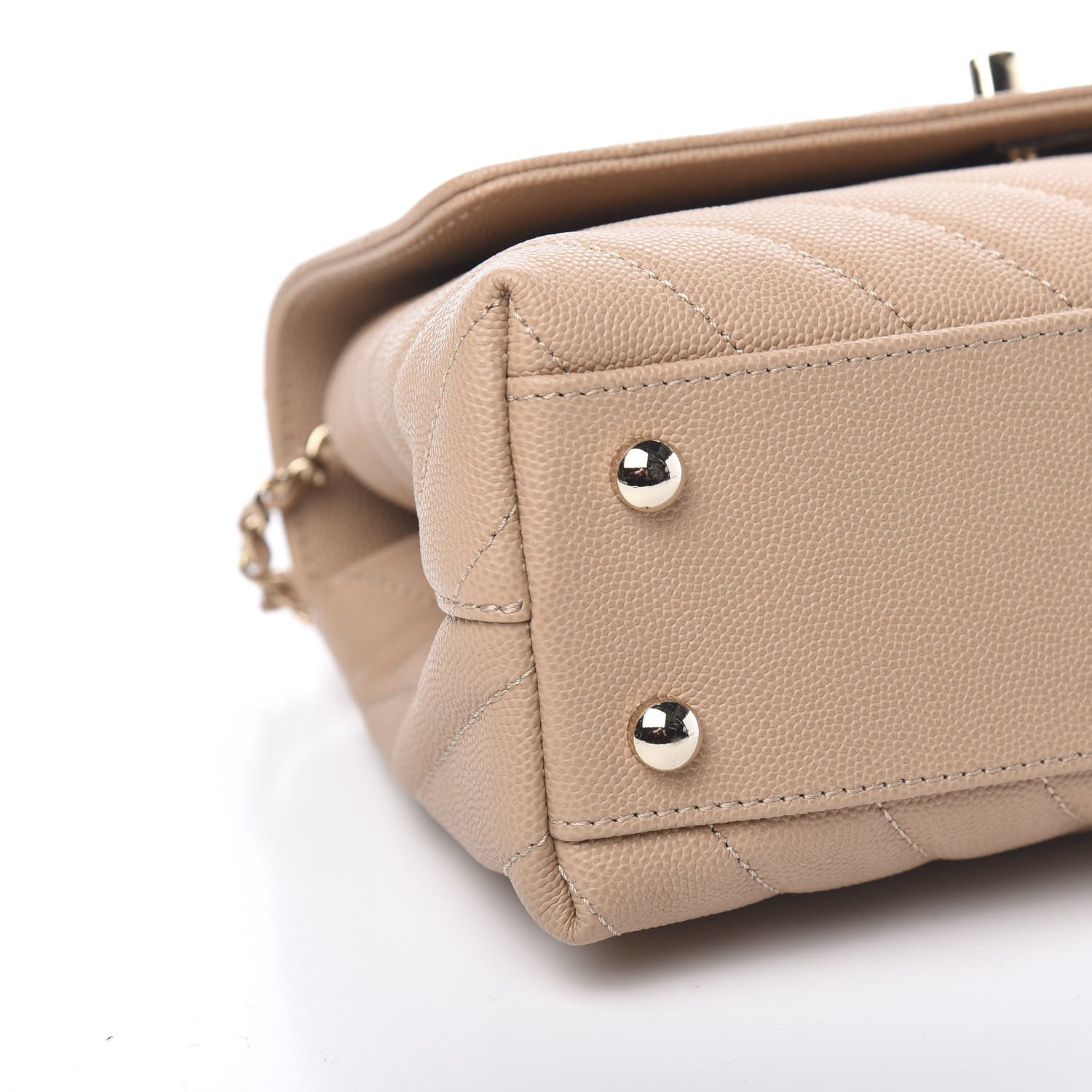 Chanel Caviar Chevron Quilted Mini Coco Handle Flap Beige 7 of 11