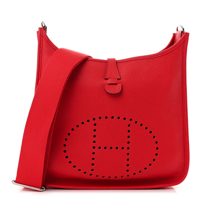 Hermes Taurillon Clemence Evelyne III PM Rouge De Coeur 1 of 10