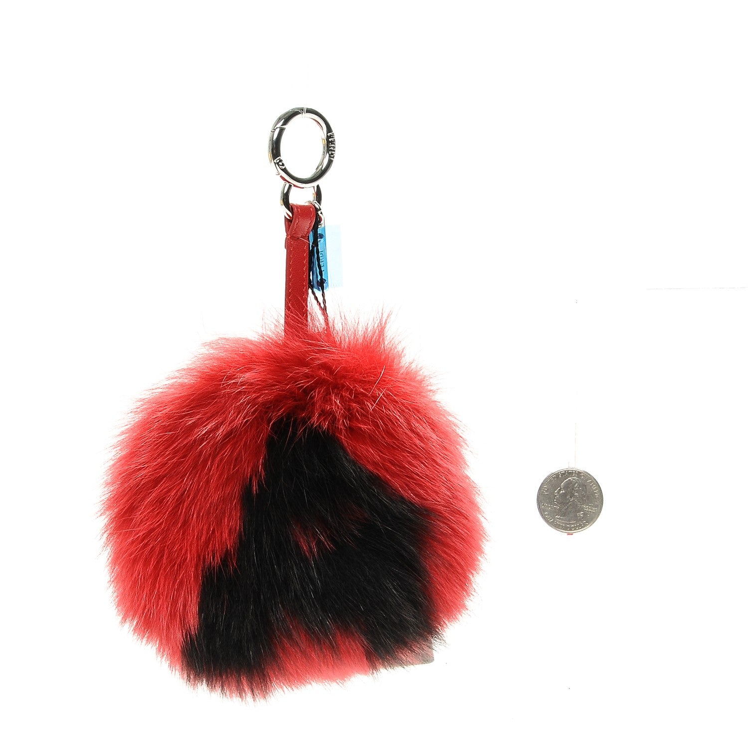Fendi Fox Fur Shiny Nappa Bi-Color A ABCharm Bag Charm Rosso Chiaro Moro Strawberry 2 of 3