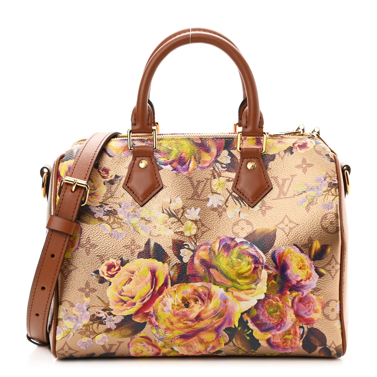 Metallic Monogram LV Garden Speedy Bandouliere 25 Gold