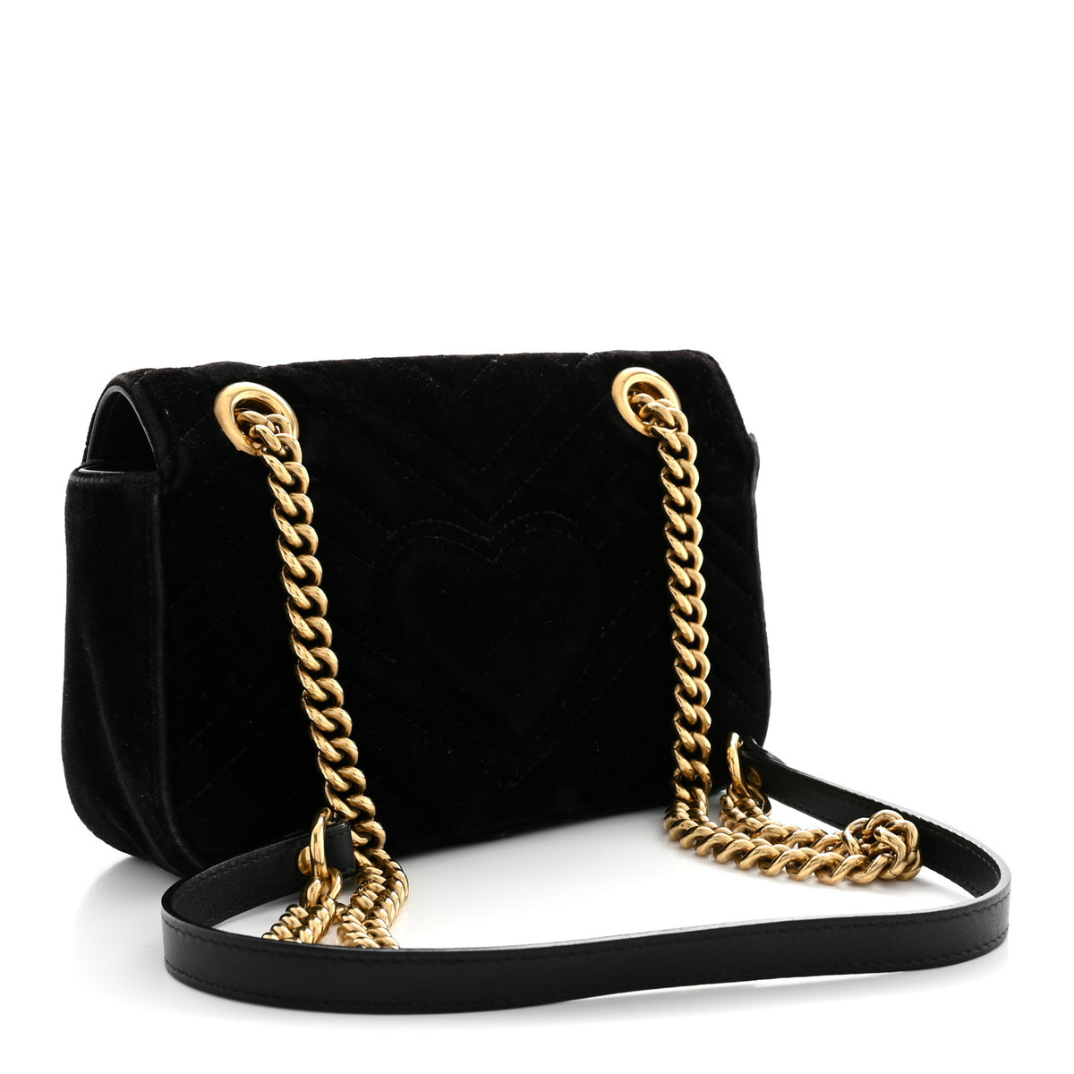Gucci Velvet Matelasse Mini GG Marmont Shoulder Bag Black 3 of 14