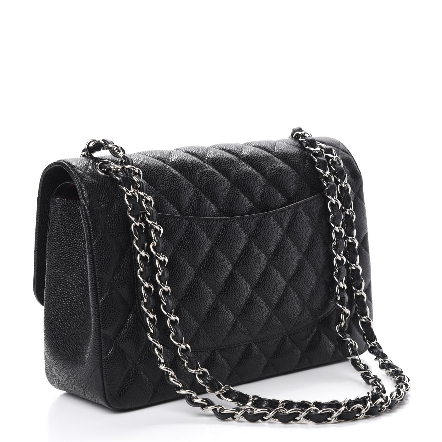 Caviar Quilted Jumbo Double Flap Black