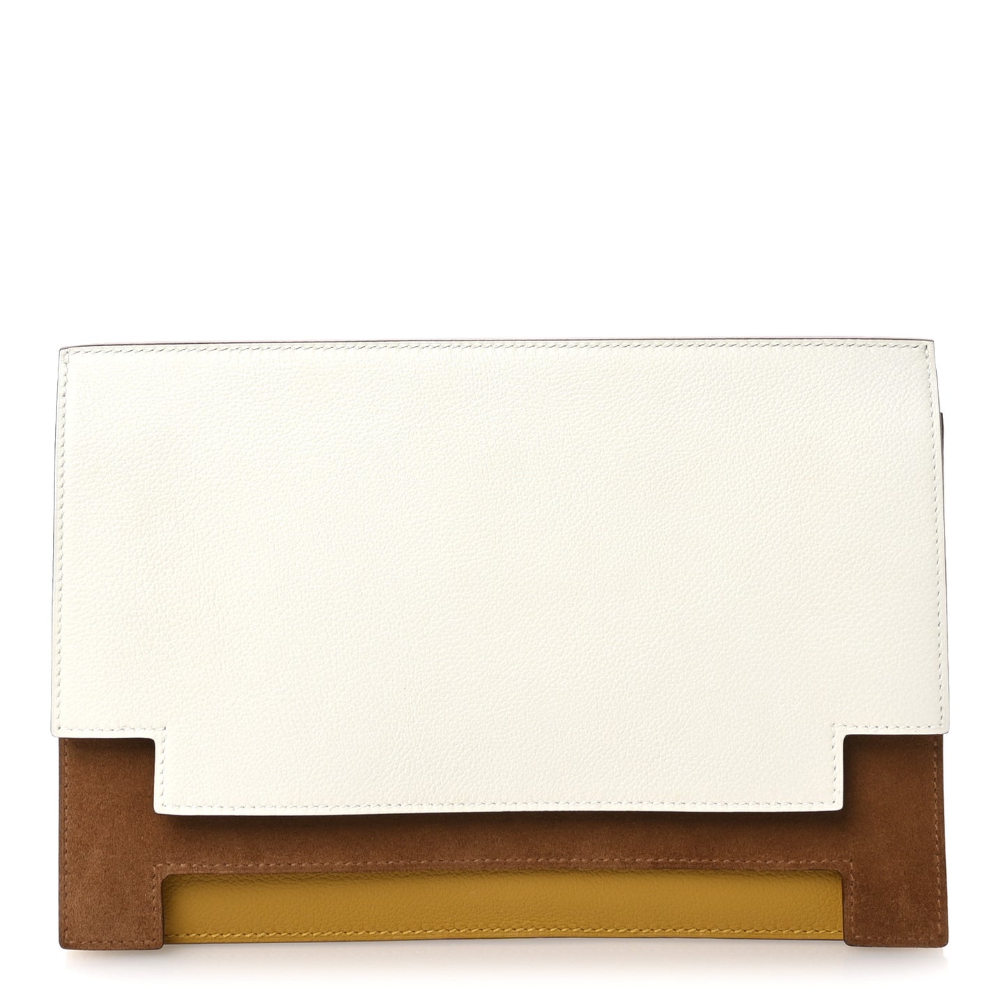 Evercolor Veau Grizzly Multiplis Clutch Beton Sesame Jaune Ambre