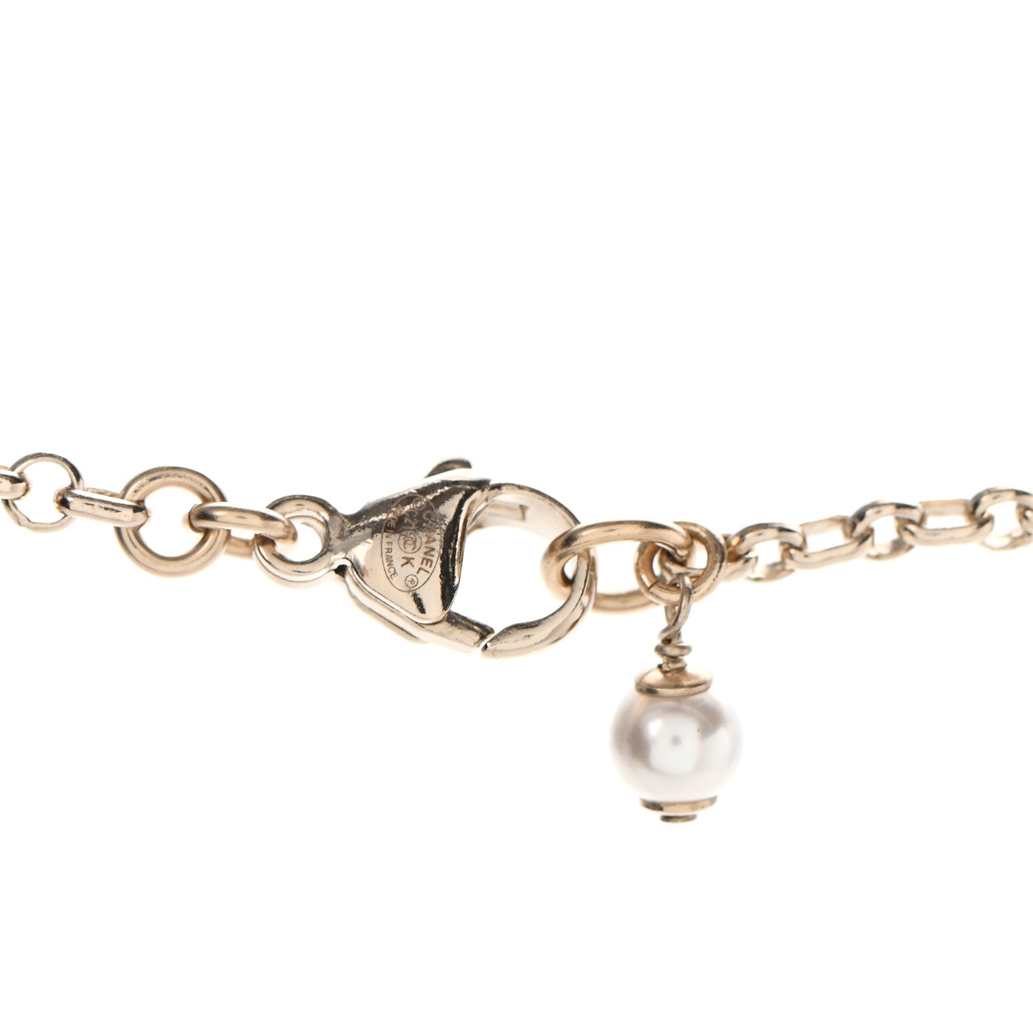 Chanel Pearl Crystal CC Pendant Necklace Gold 5 of 6