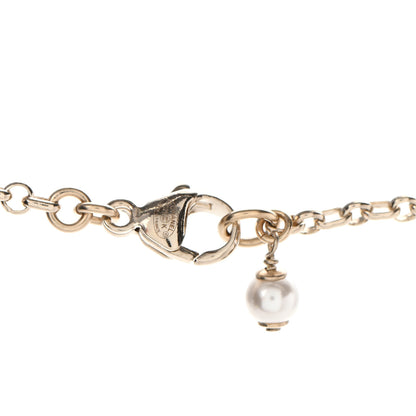 Chanel Pearl Crystal CC Pendant Necklace Gold 5 of 6