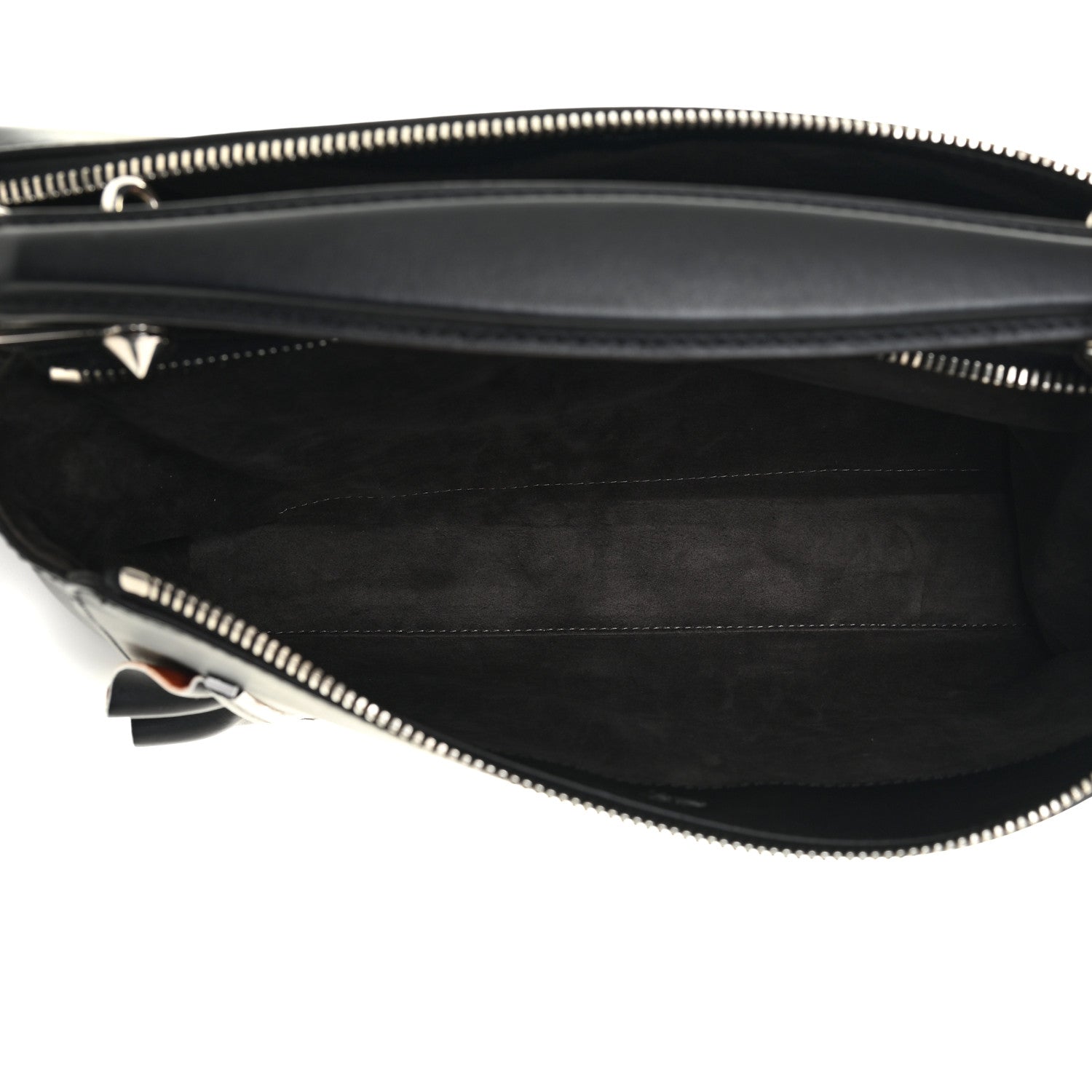 Fendi Vitello Baltico Century Dolce Waves DotCom Satchel Black Terracotta 6 of 12
